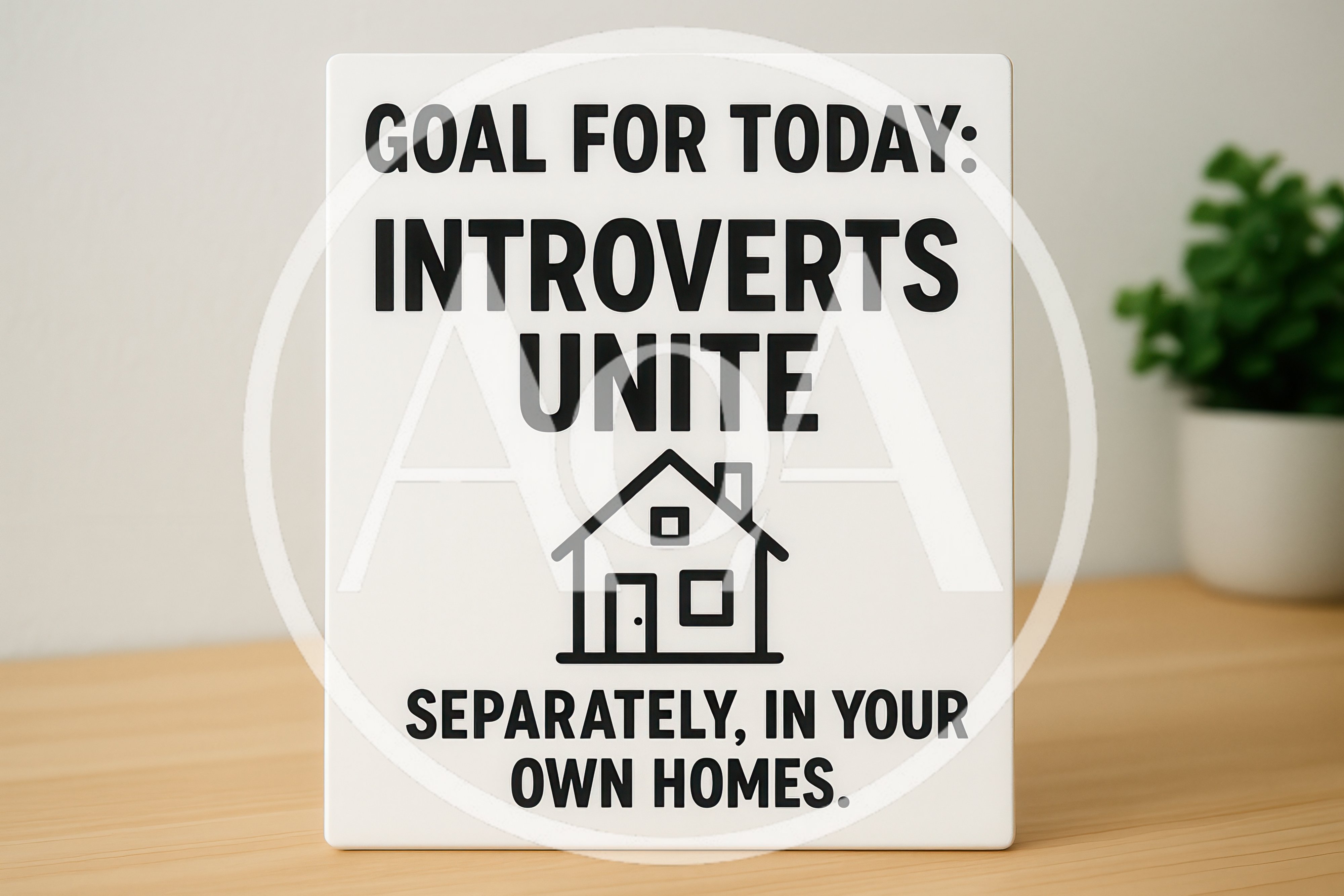 Introverts Unite Sign On Wooden Desk