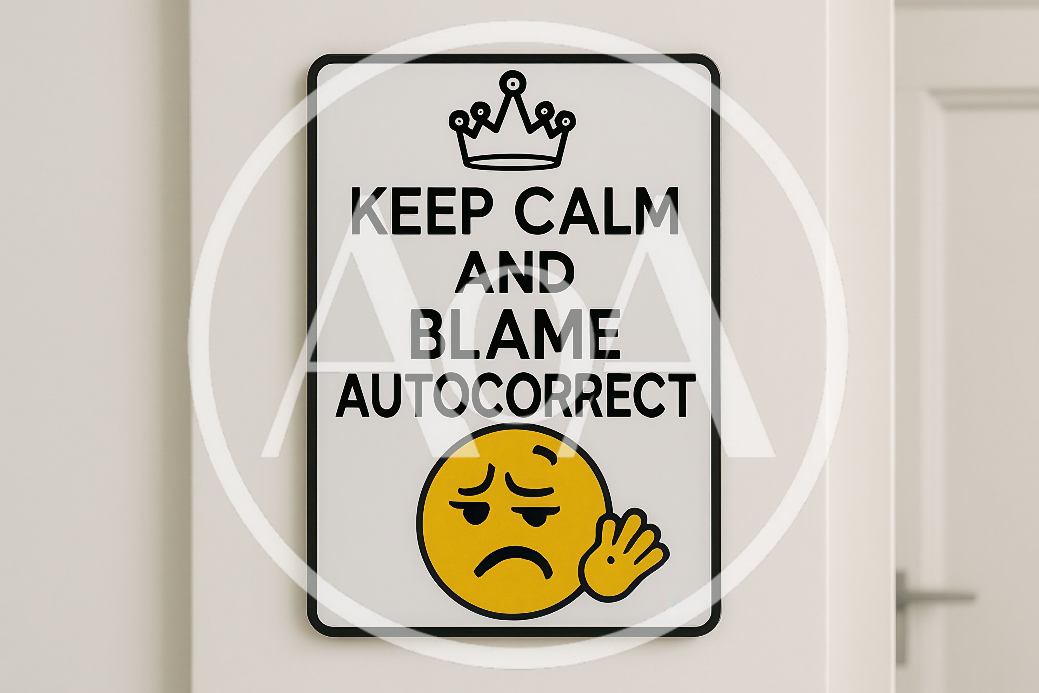 Keep Calm And Blame Autocorrect Sign On Wall