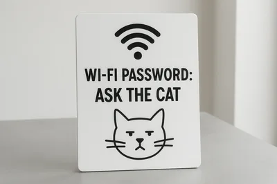 Wi-Fi Password Ask The Cat Sign