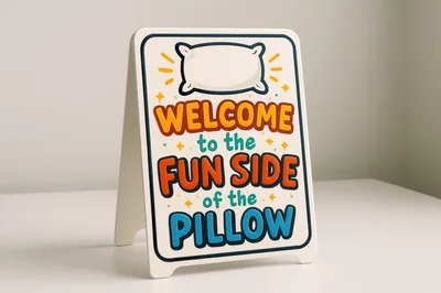 Welcome To The Fun Side Of The Pillow Sign