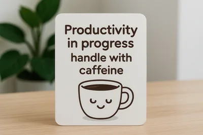 Productivity In Progress Handle With Caffeine Sign