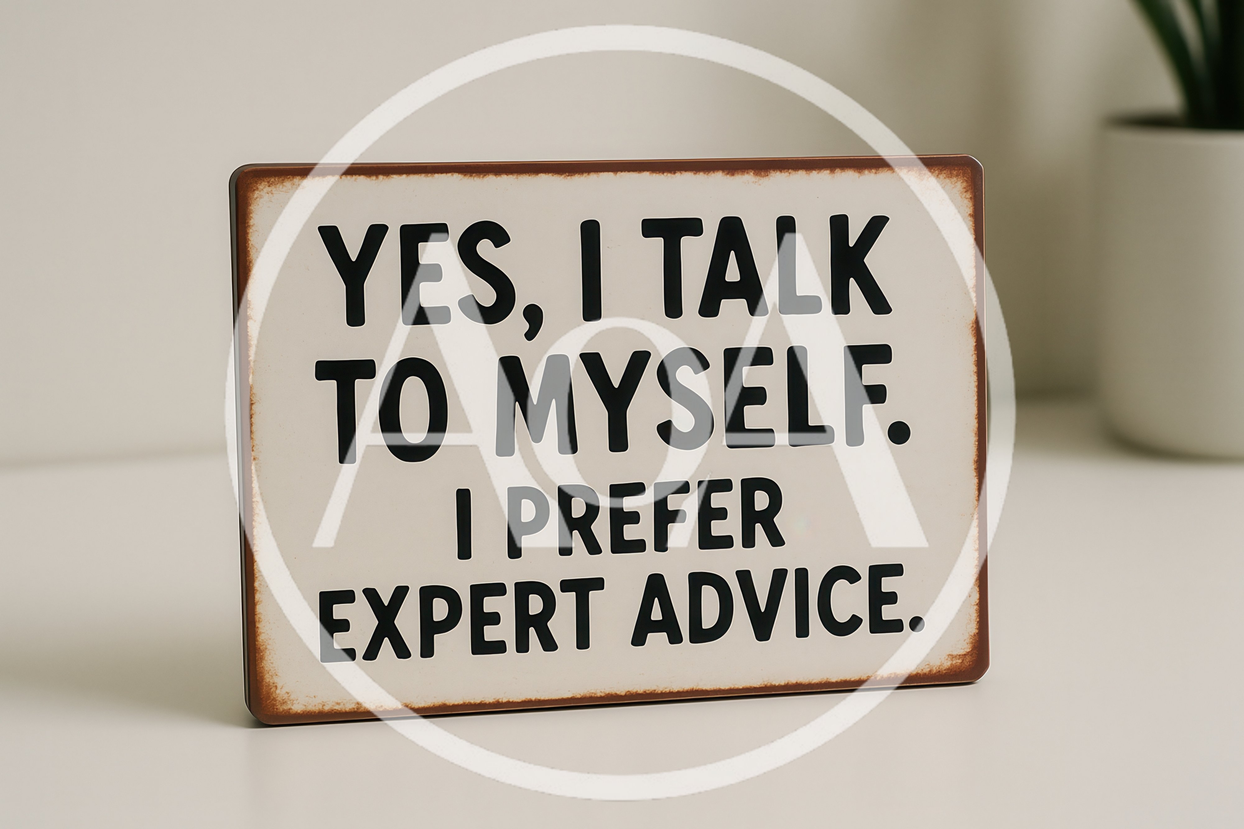 Metal Sign With Humorous Text About Talking To Myself