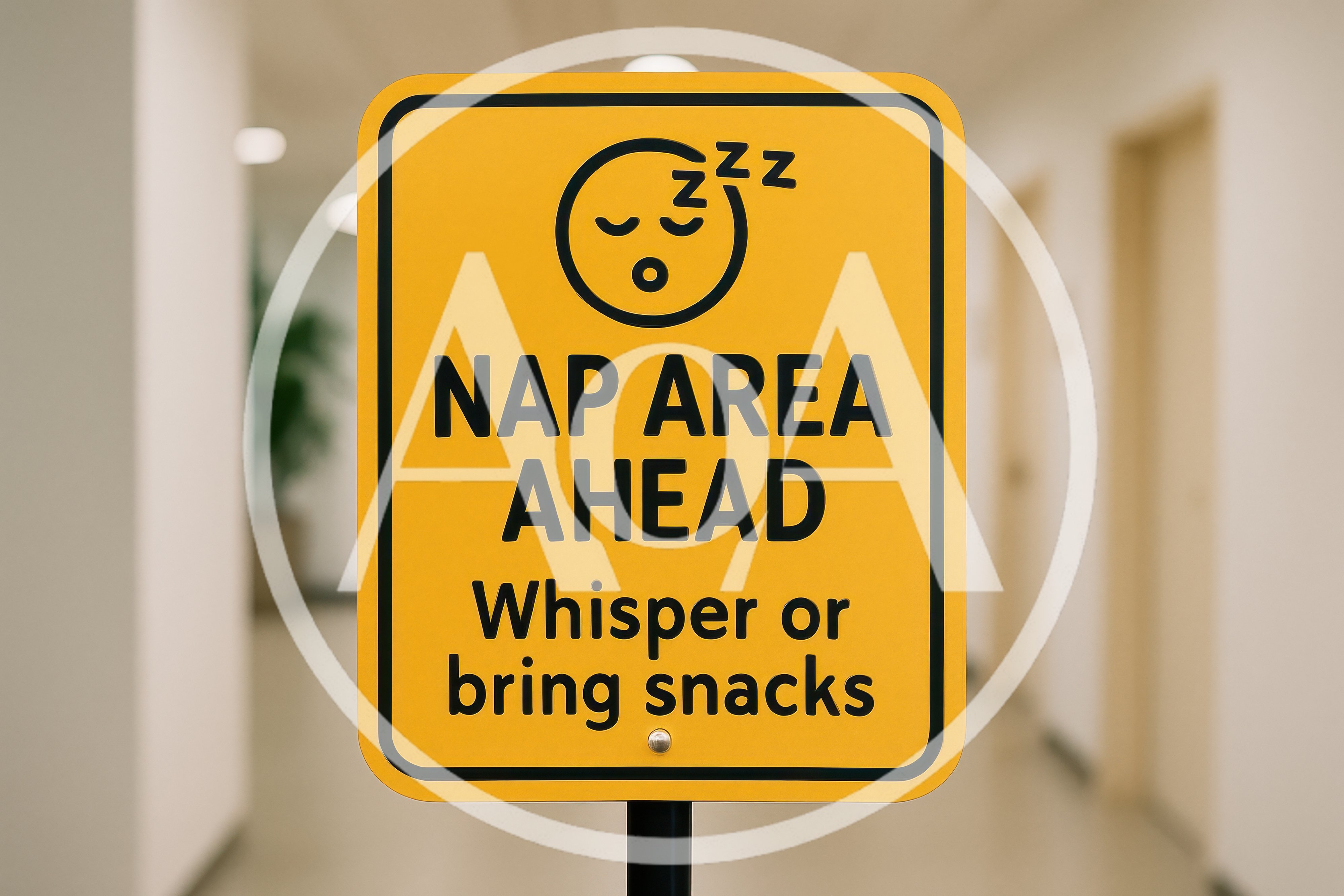 Nap Area Ahead Sign In Office Hallway