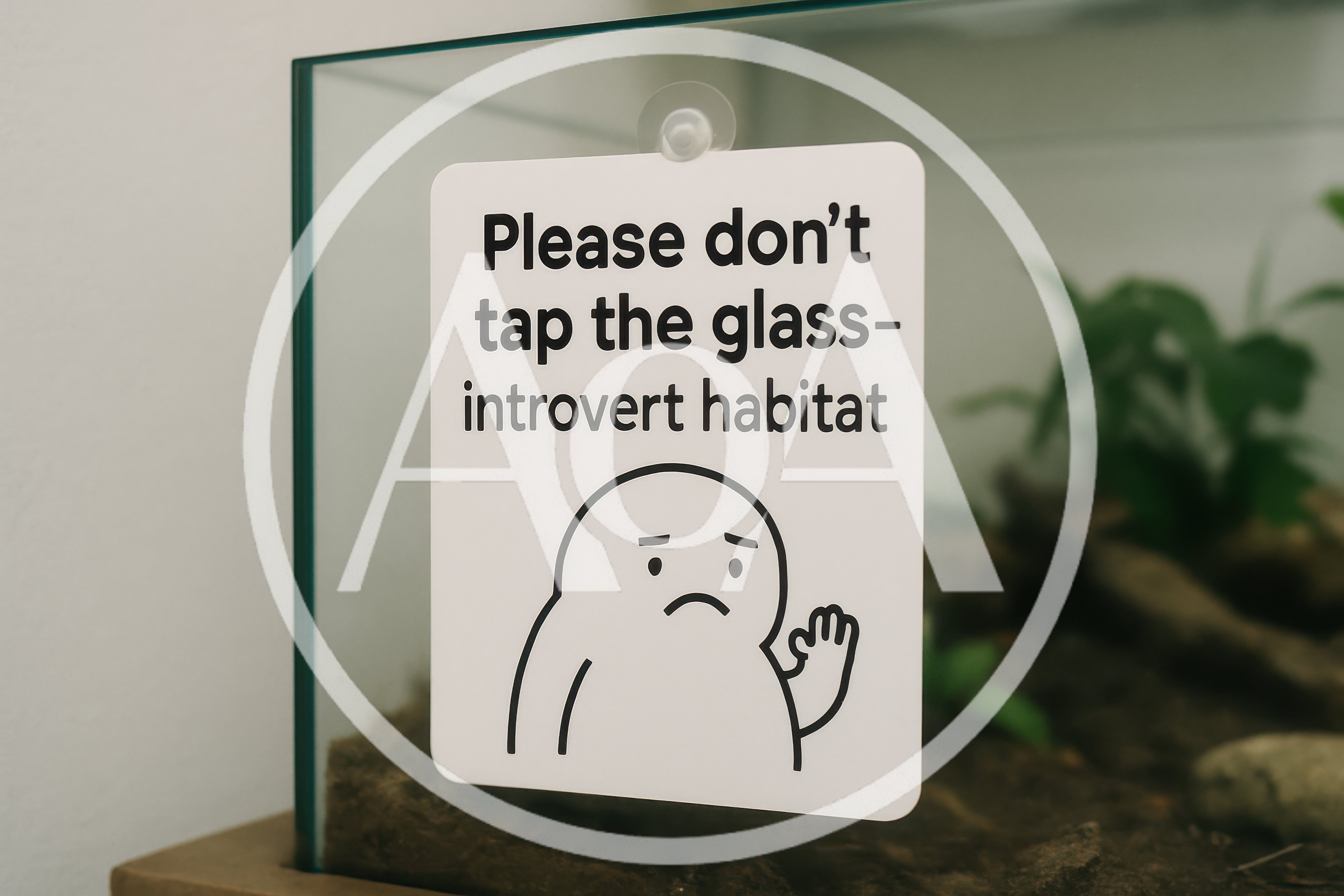 Humorous Sign On Glass Habitat For Introverts