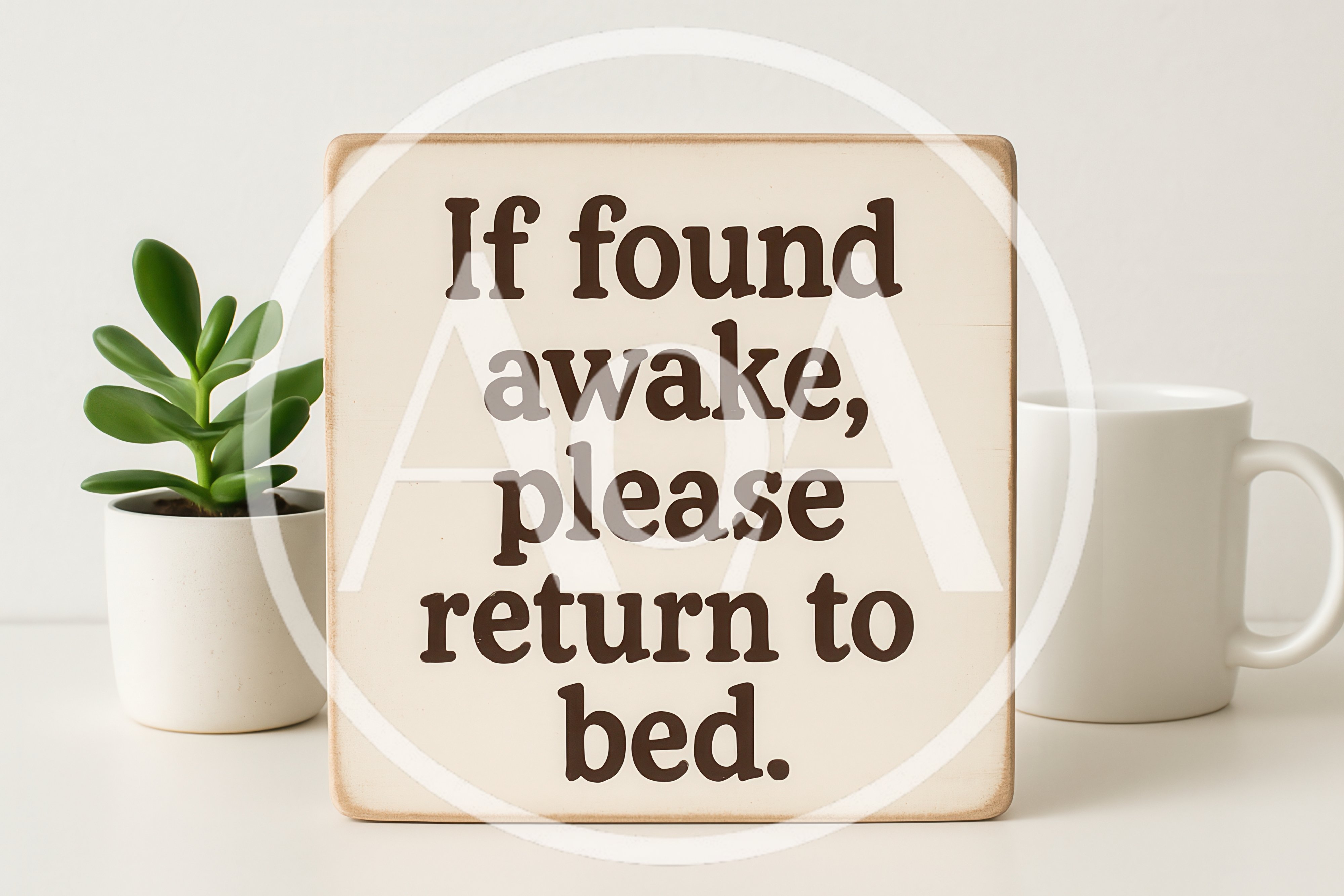 Wooden Sign With Humorous Text About Sleeping
