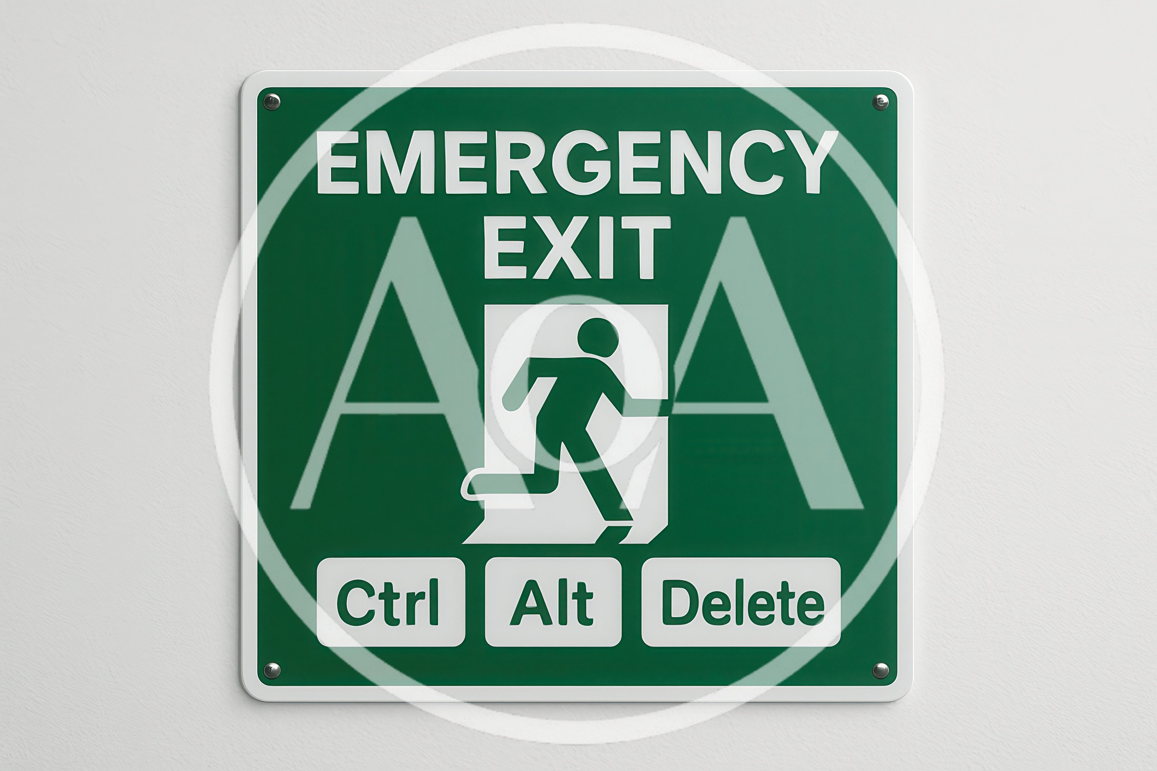 Emergency Exit Sign With Ctrl Alt Delete Text
