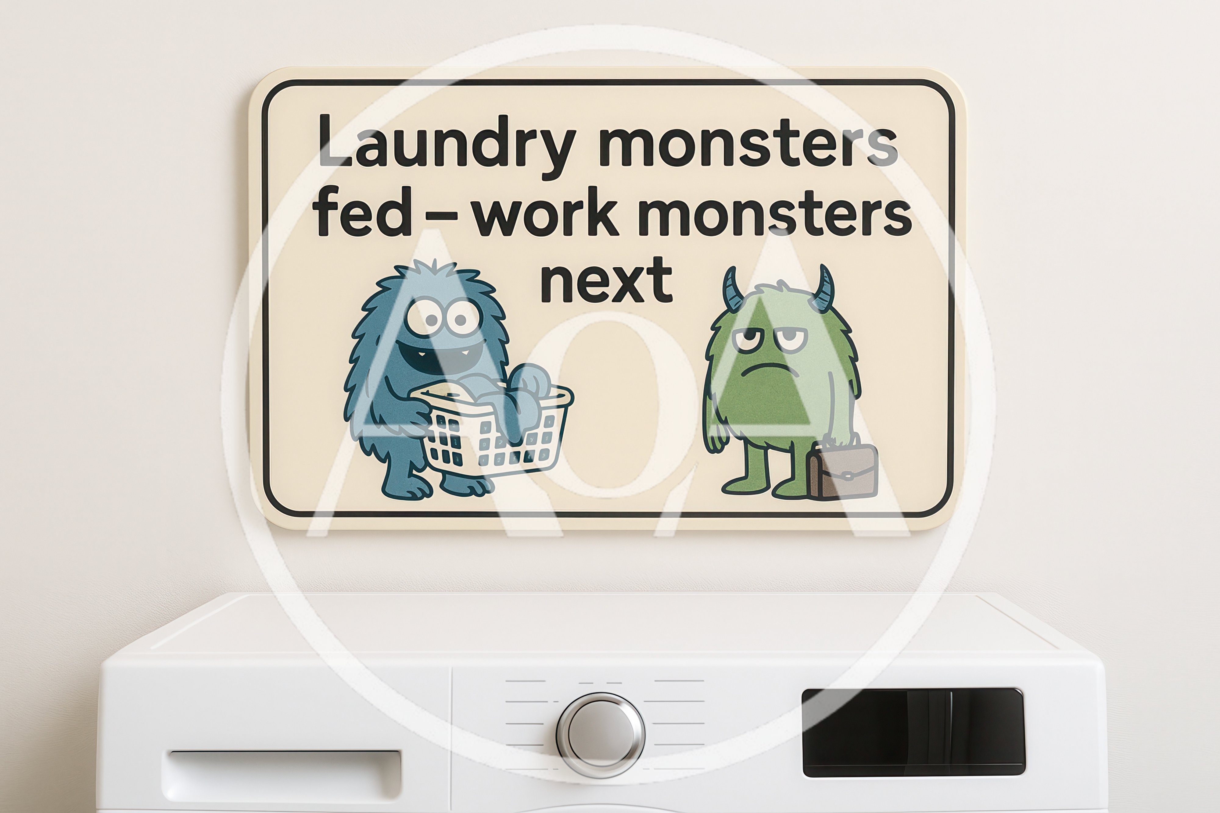Humorous Laundry Room Sign Above Washing Machine
