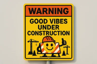 Warning Good Vibes Under Construction Sign
