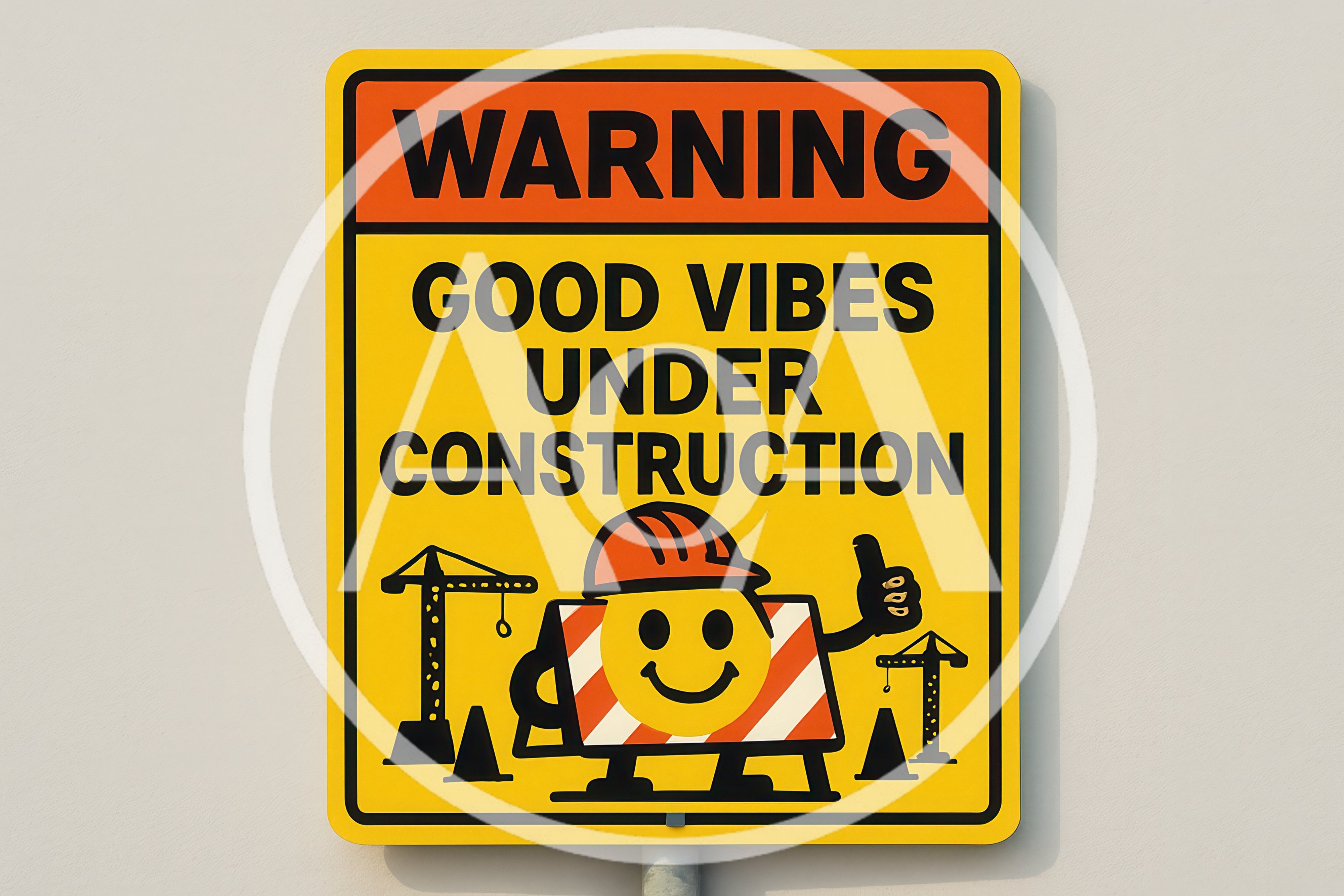 Warning Good Vibes Under Construction Sign