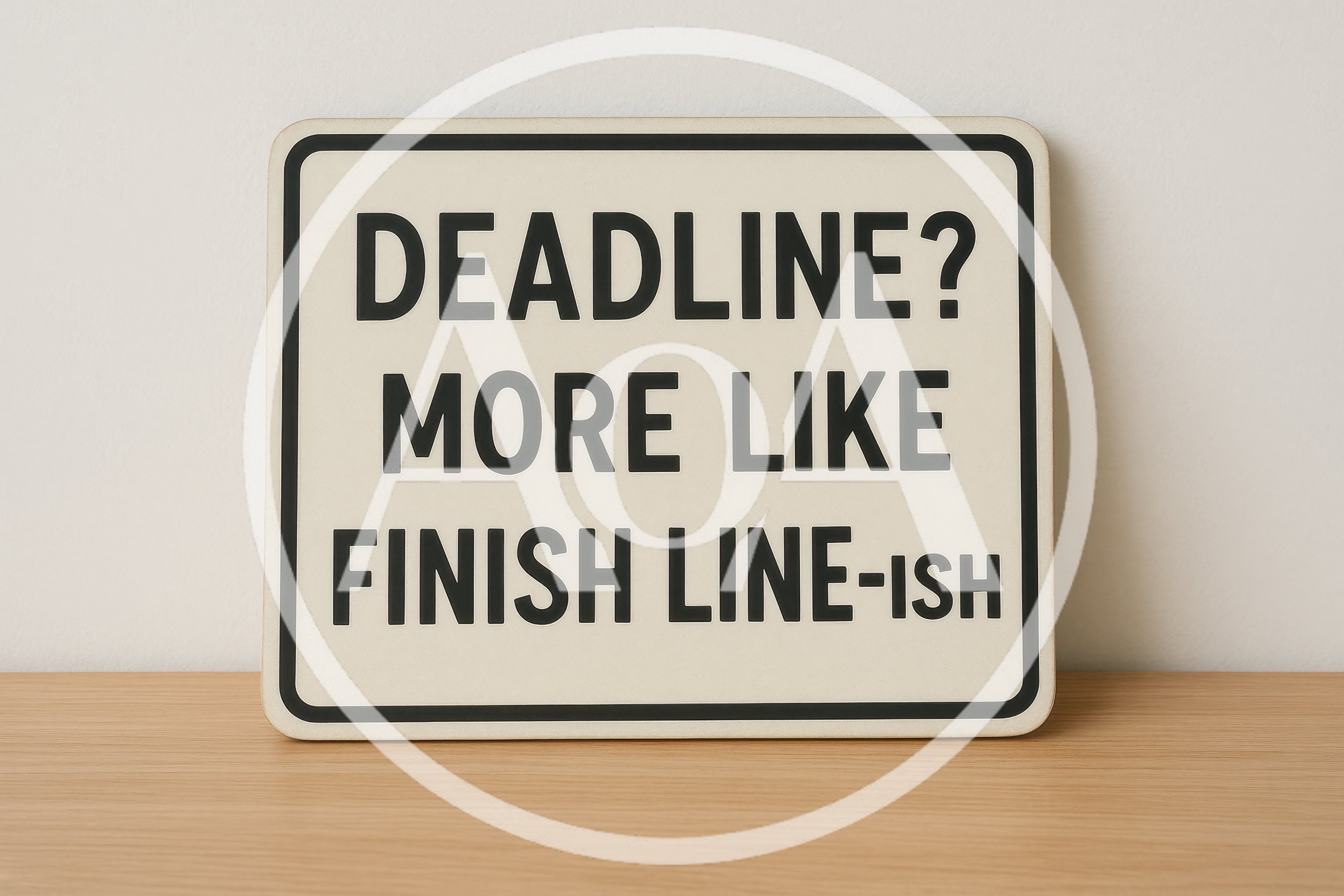 Humorous Deadline Sign On A Wooden Desk
