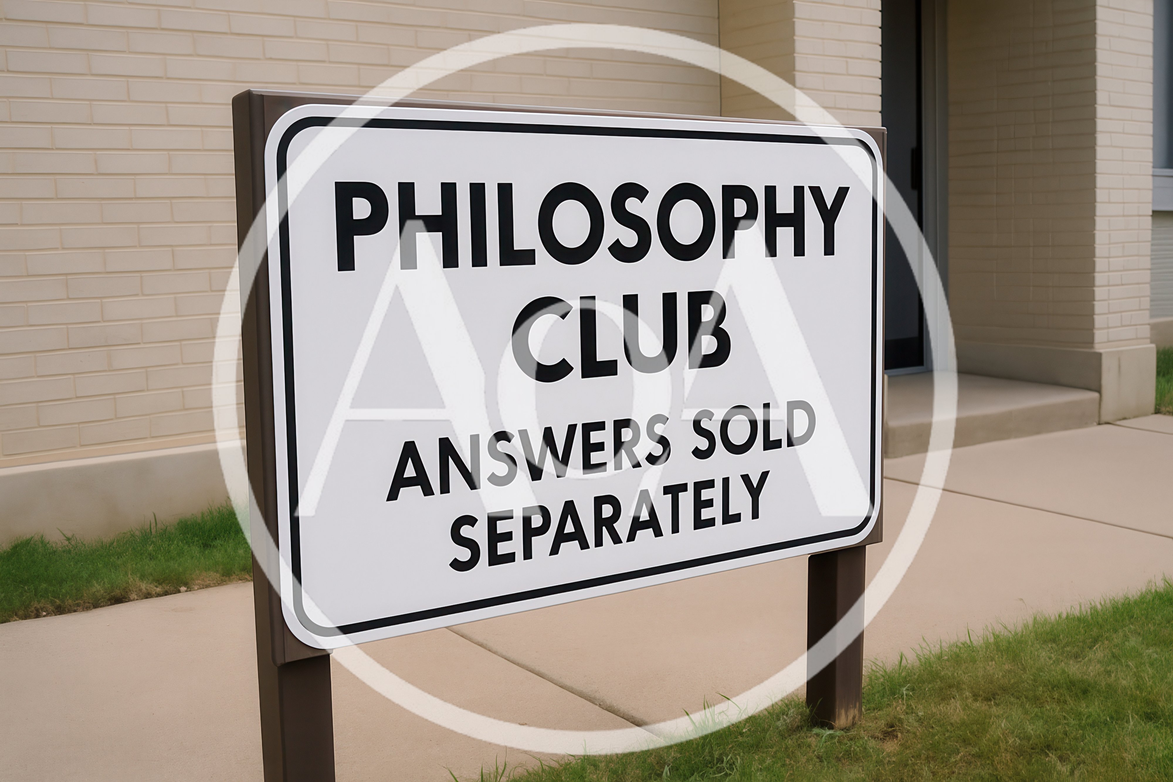 Philosophy Club Sign Outside A Brick Building