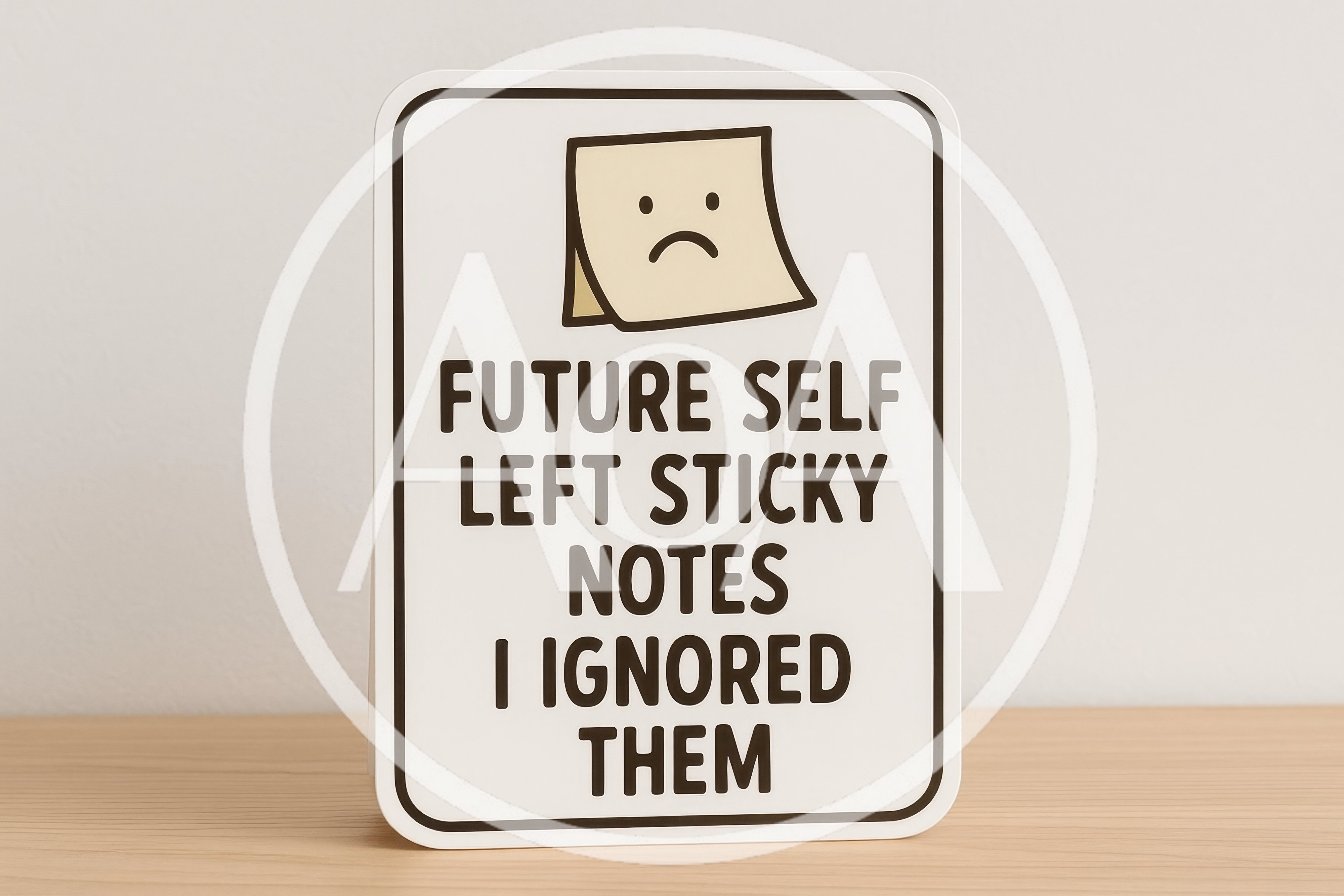 Sign With Humorous Text About Ignoring Sticky Notes