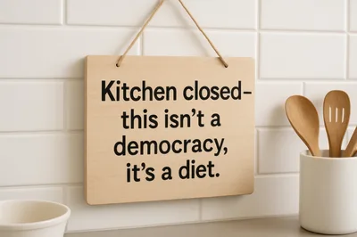 Kitchen Closed Sign Hanging On White Tiled Wall