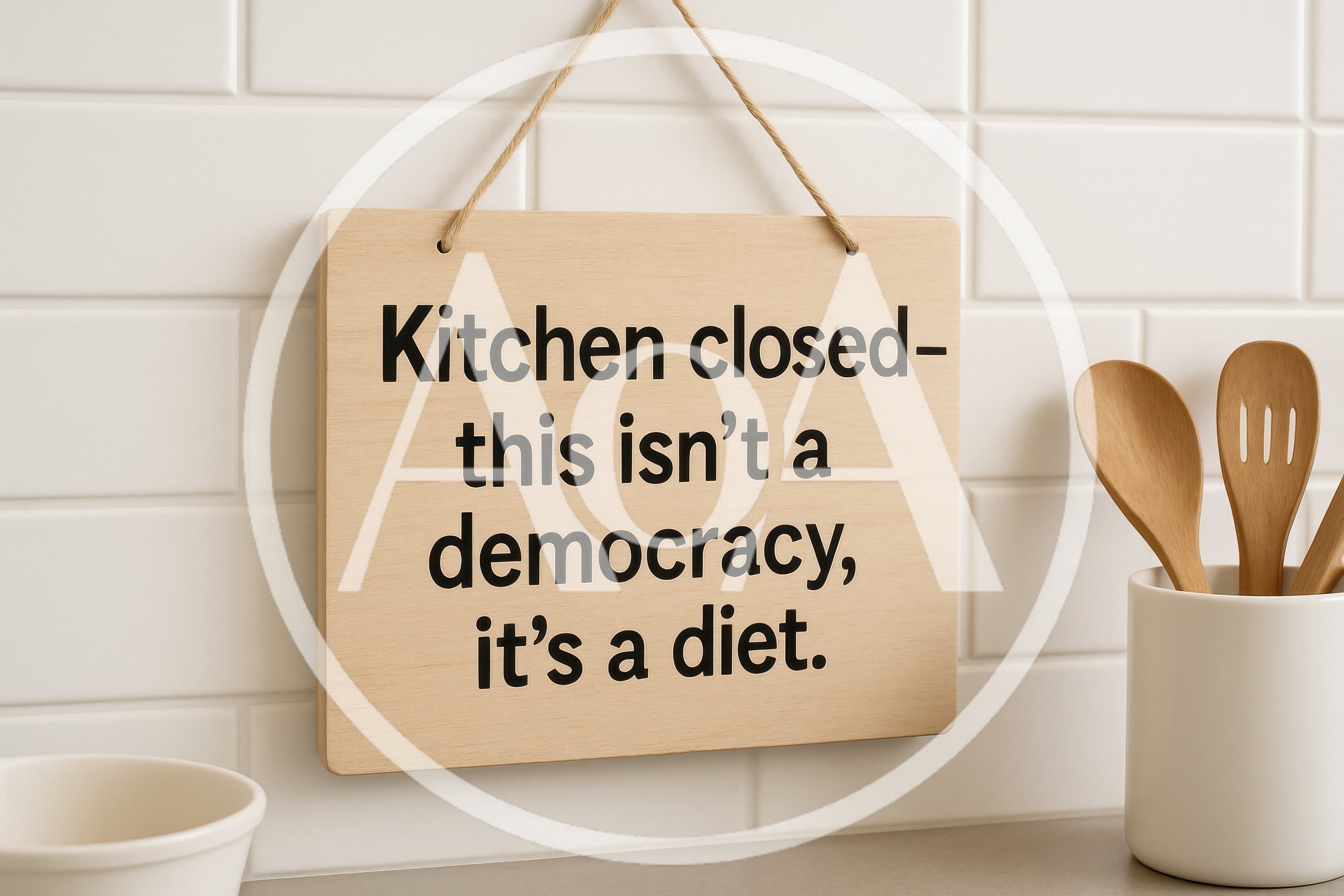 Kitchen Closed Sign Hanging On White Tiled Wall