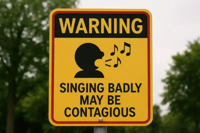 Humorous Warning Sign About Singing Badly