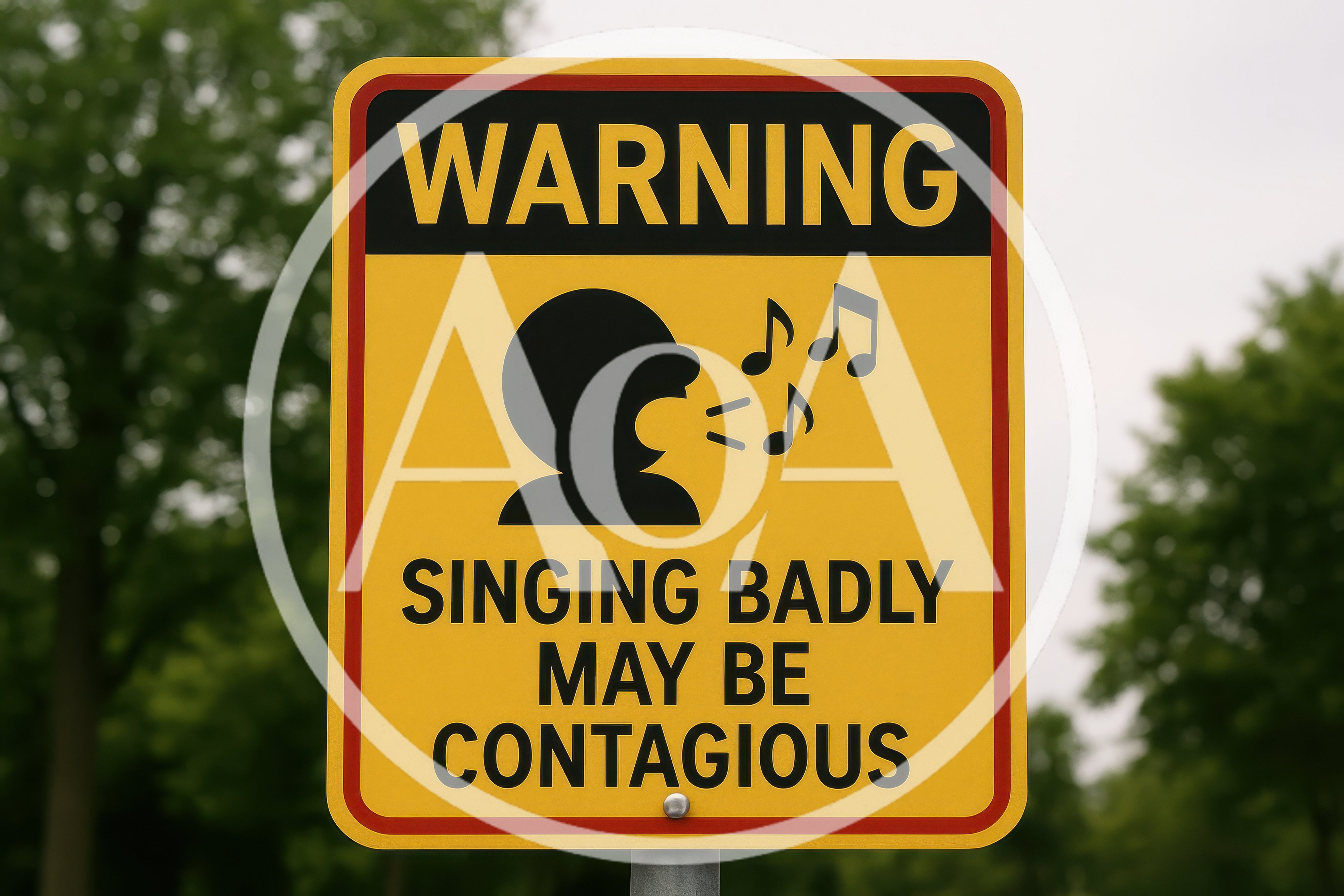 Humorous Warning Sign About Singing Badly