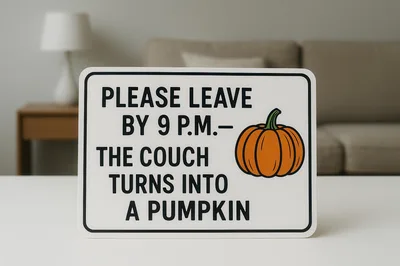 Humorous Sign About Leaving By Nine PM