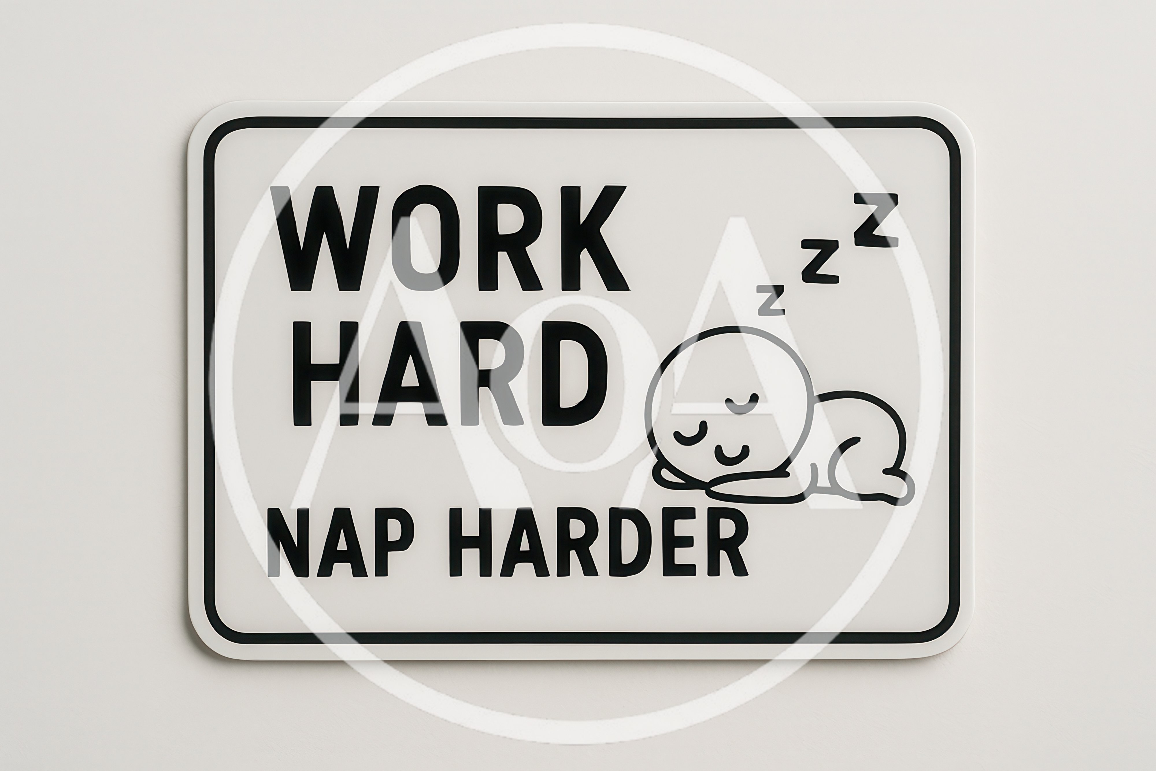 Work Hard Nap Harder Sign on White Wall
