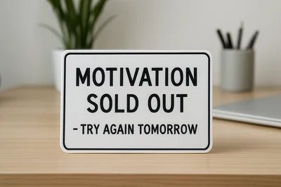 Motivation Sold Out Sign On Office Desk