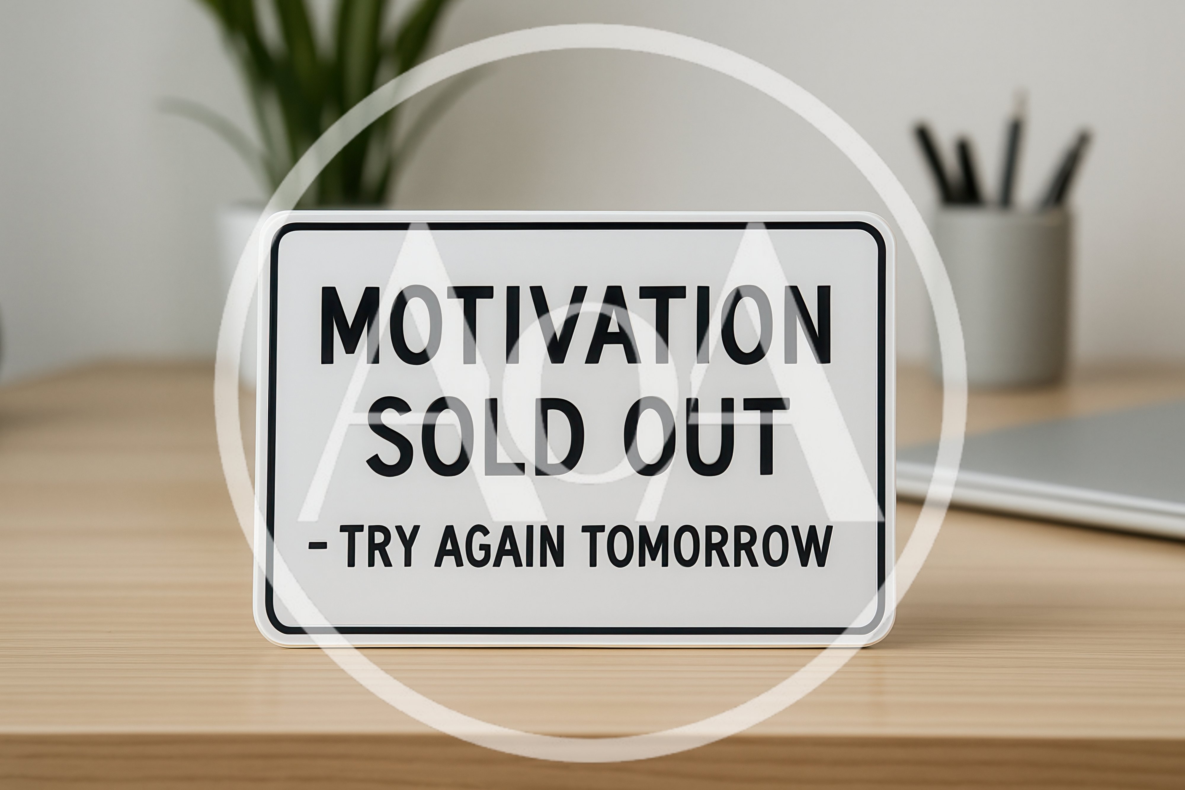 Motivation Sold Out Sign On Office Desk