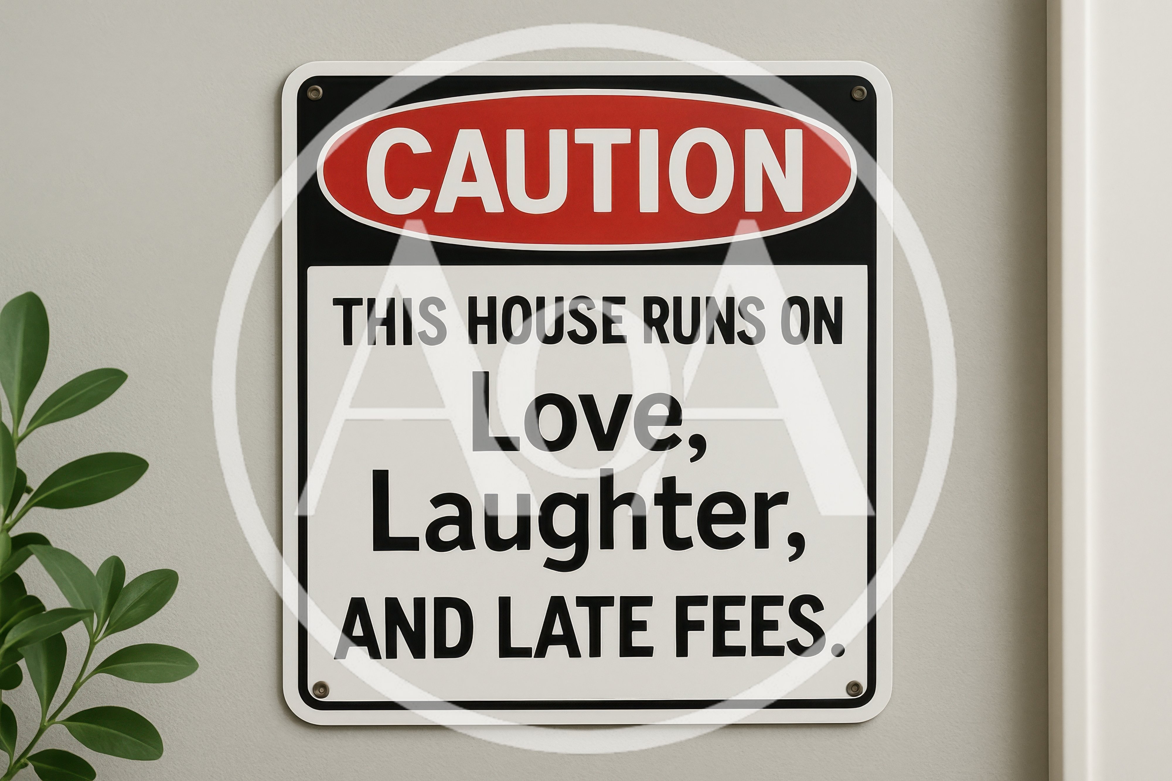 Humorous Caution Sign About House Rules