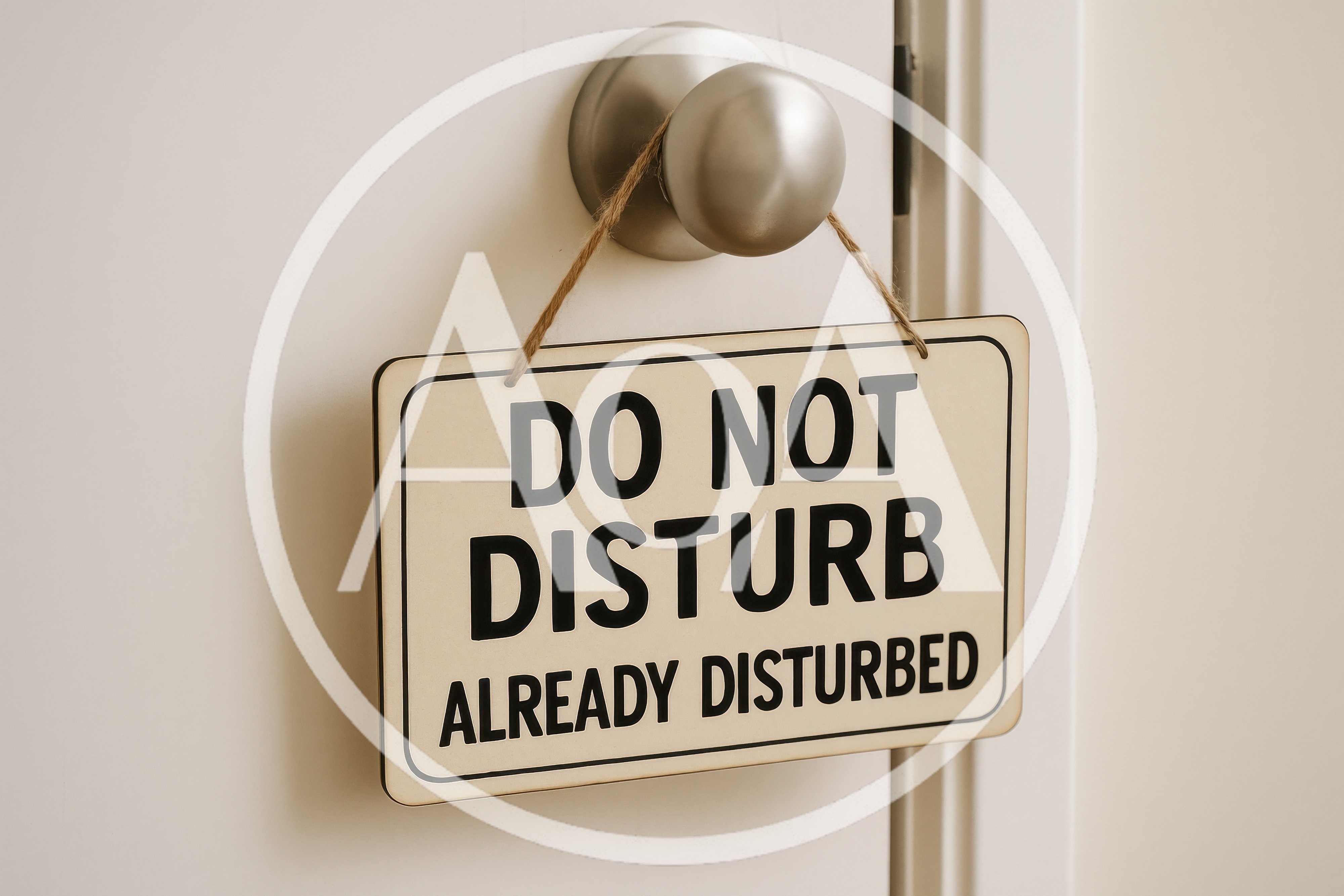 Do Not Disturb Sign Hanging on a Door Knob