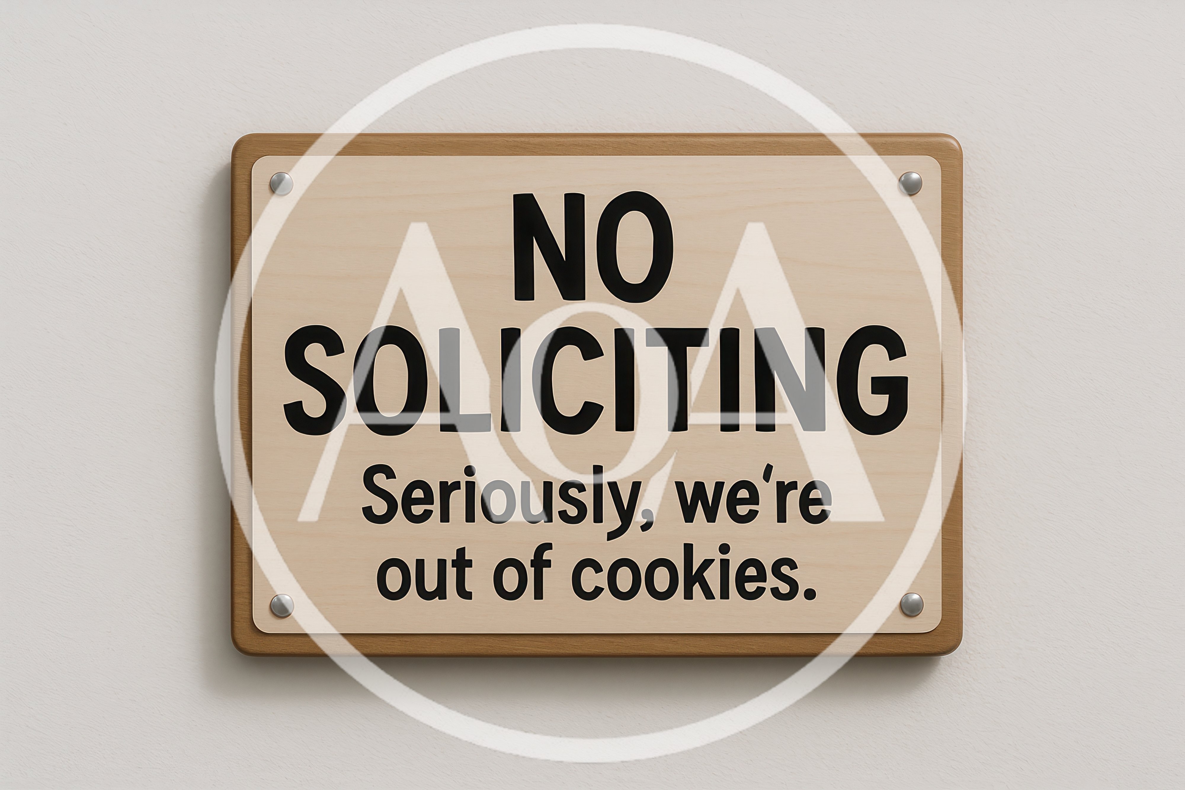 No Soliciting Sign With Humorous Cookie Message