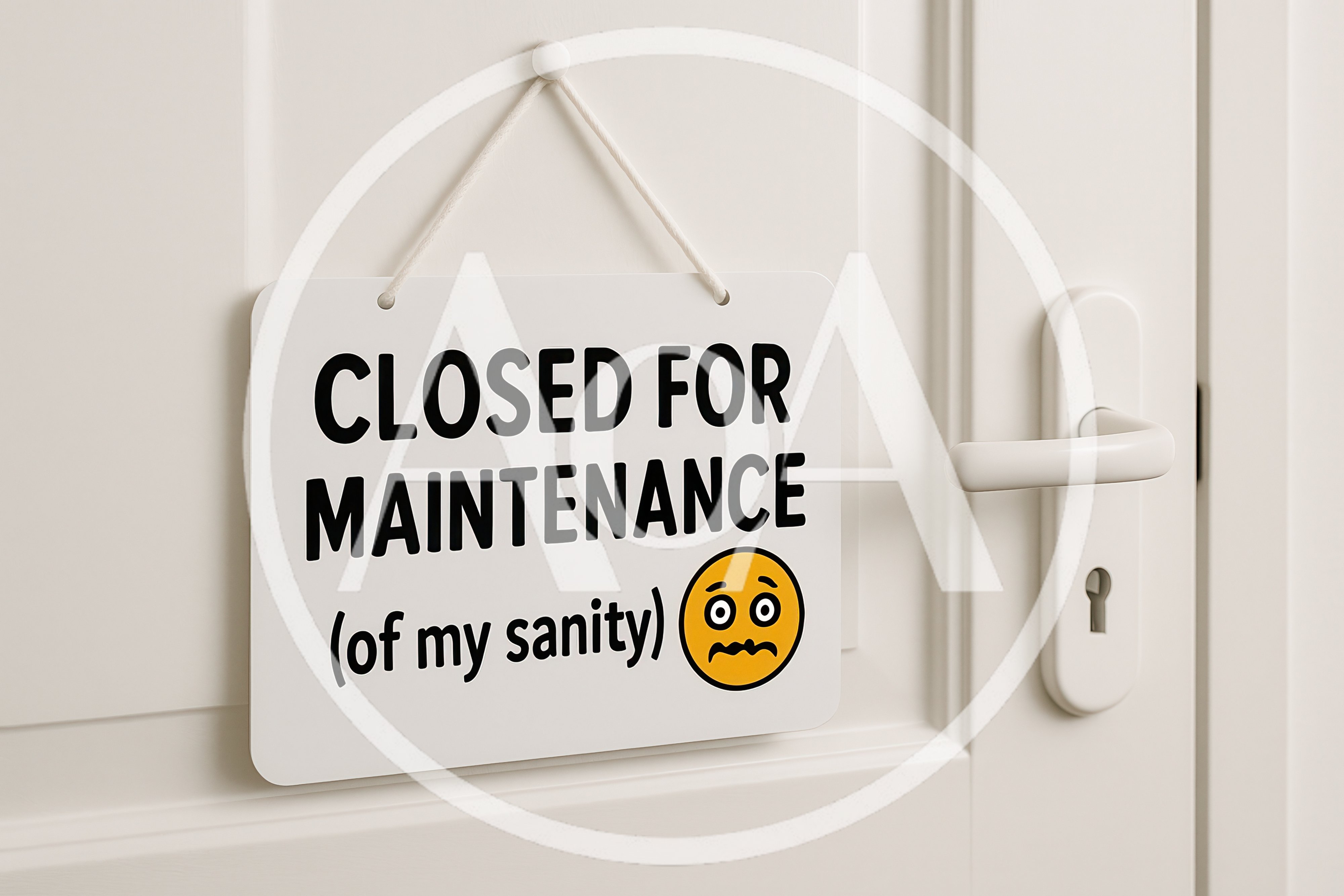 Closed For Maintenance Sign Hanging On A White Door