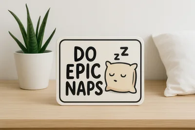 Decorative Sign With Do Epic Naps Text On Desk