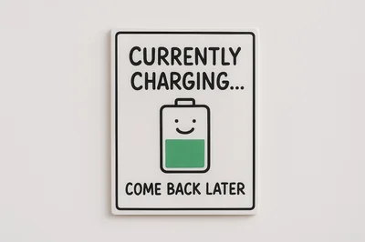 Currently Charging Sign With Battery Icon
