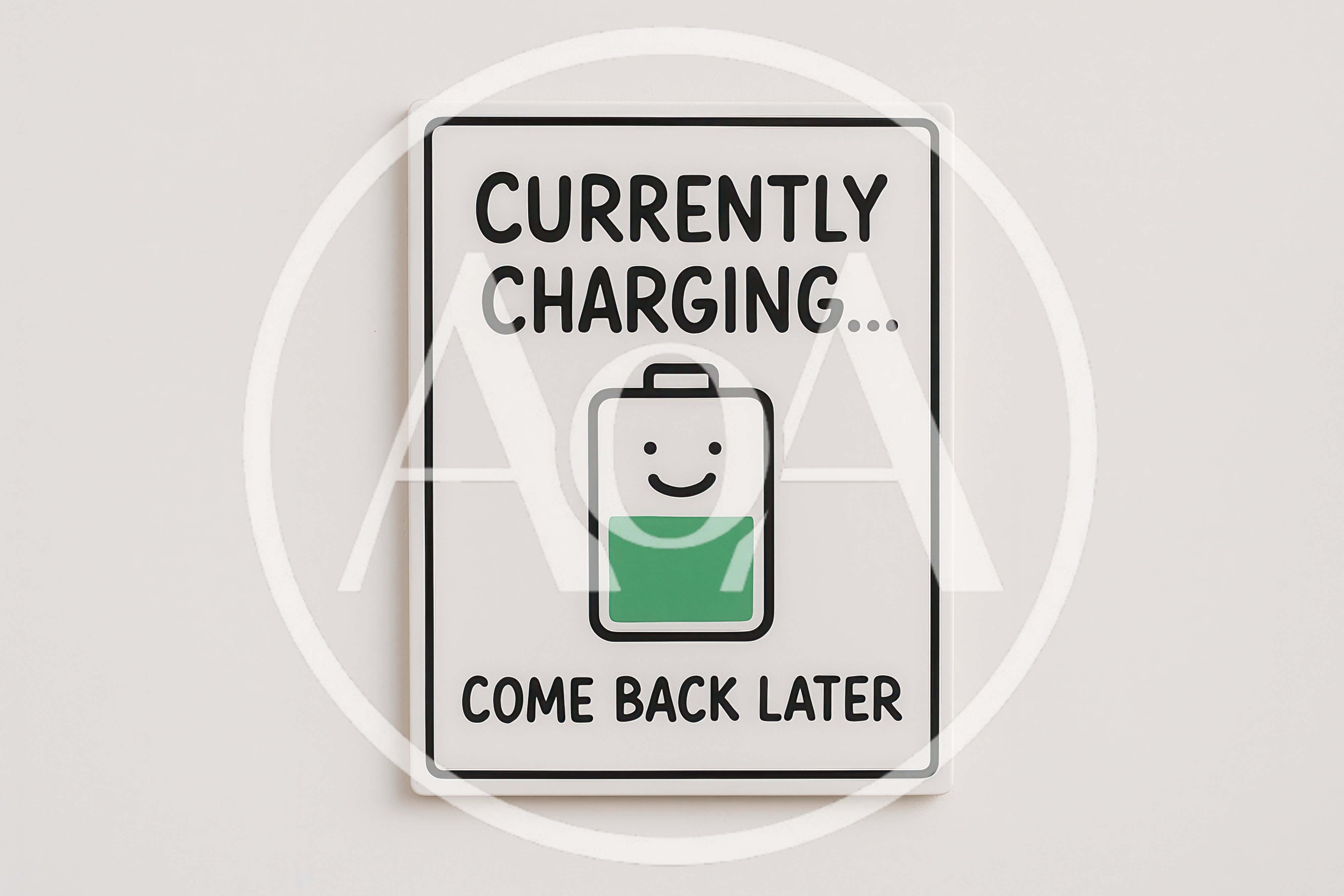 Currently Charging Sign With Battery Icon