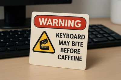 Warning Sign About Keyboard Biting Before Caffeine