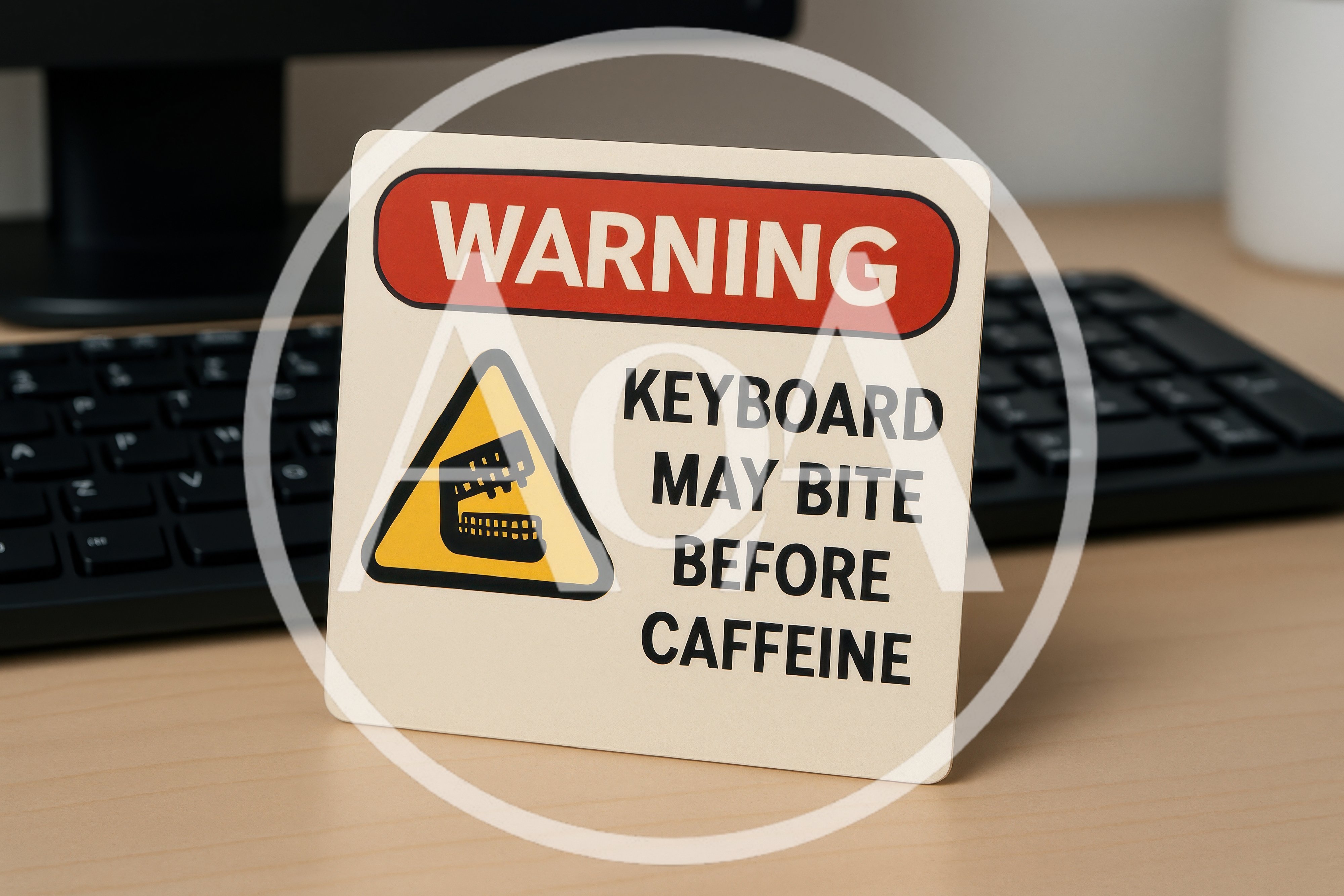 Warning Sign About Keyboard Biting Before Caffeine