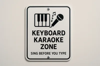 Keyboard Karaoke Zone Sign On A Wall