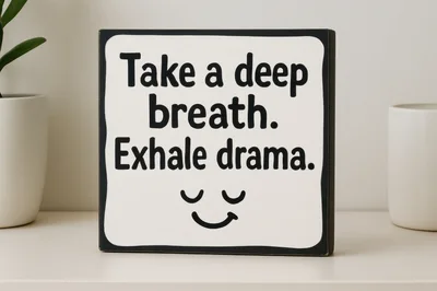 Inspirational Wooden Sign With Text On A Shelf
