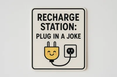 Recharge Station Plug In A Joke Sign