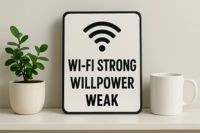 Wi-Fi Strong Willpower Weak Sign on Shelf