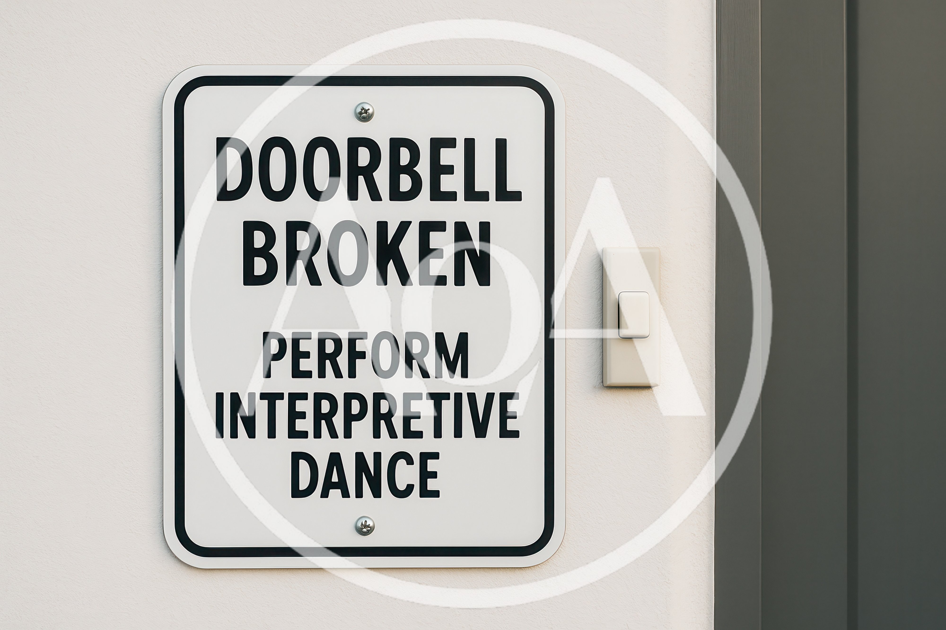 Humorous Doorbell Broken Sign With Interpretive Dance Instruction