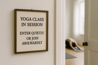 Yoga Class In Session Sign On Studio Door