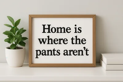 Framed Home Is Where The Pants Arent Sign