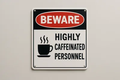 Beware Highly Caffeinated Personnel Warning Sign