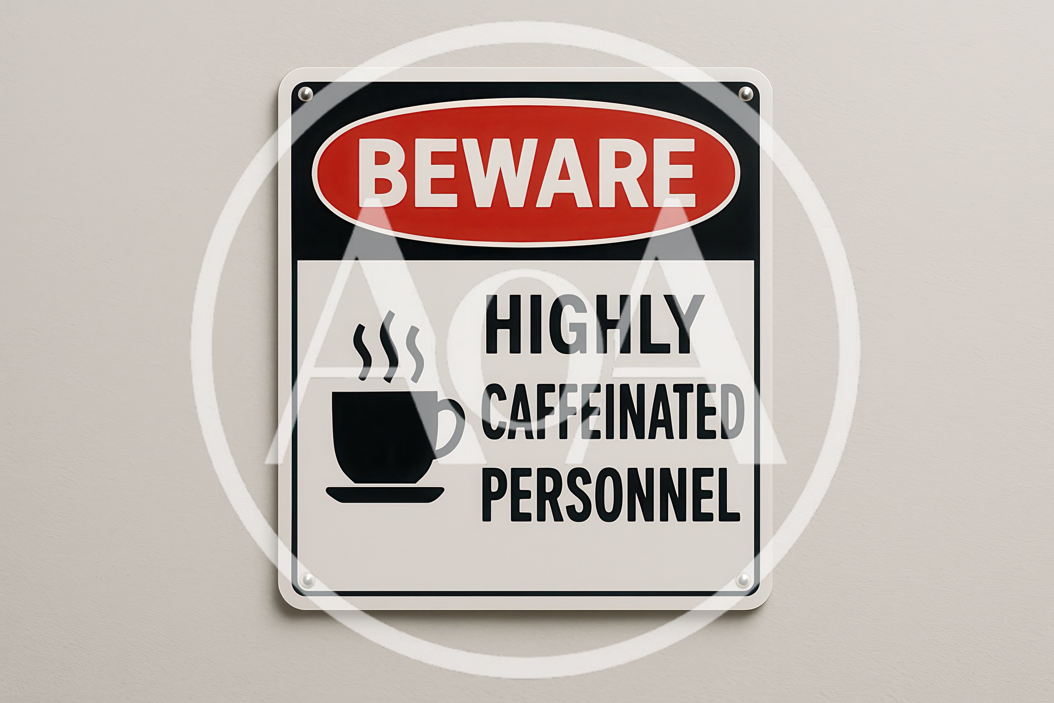 Beware Highly Caffeinated Personnel Warning Sign