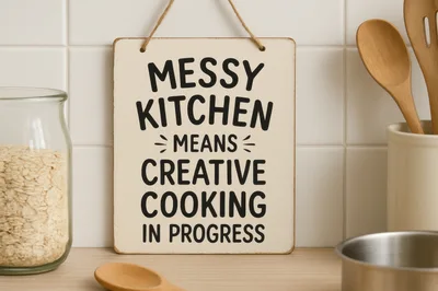 Kitchen Wall Sign With Inspirational Cooking Quote