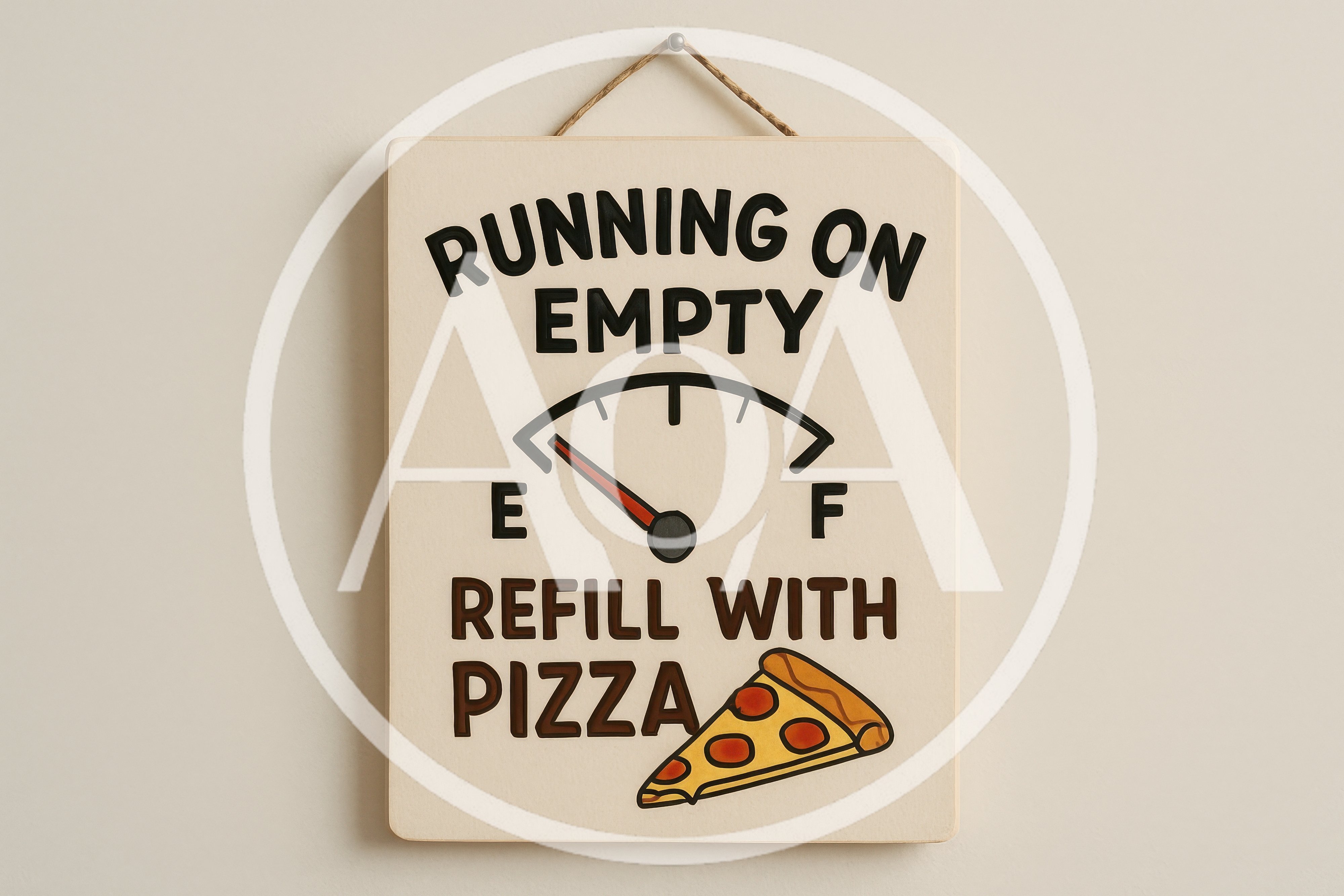 Wall Hanging Sign With Pizza Refill Message