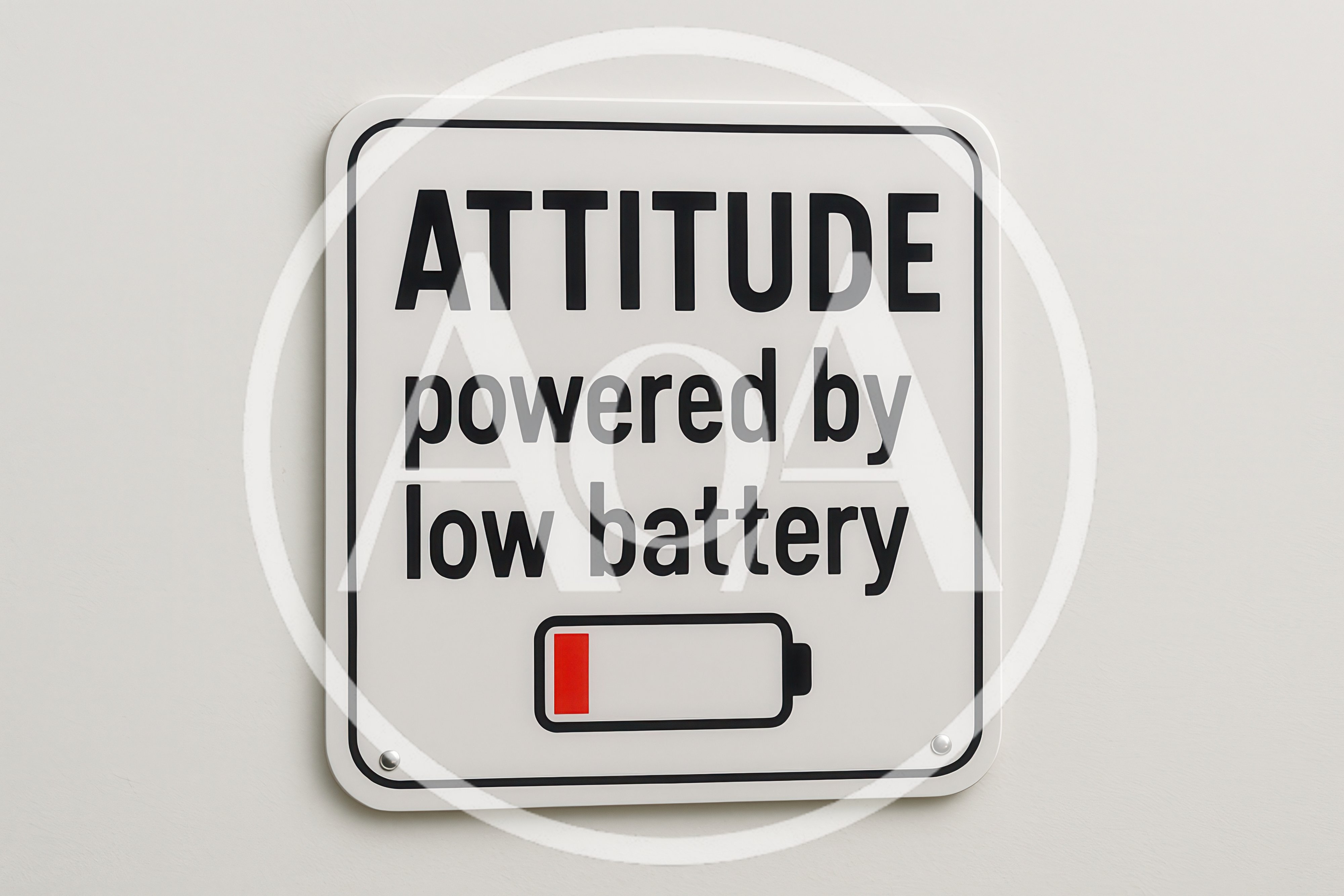 Attitude Powered By Low Battery Sign