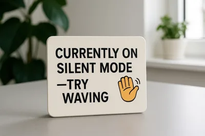 Sign Indicating Silent Mode With Waving Hand Icon