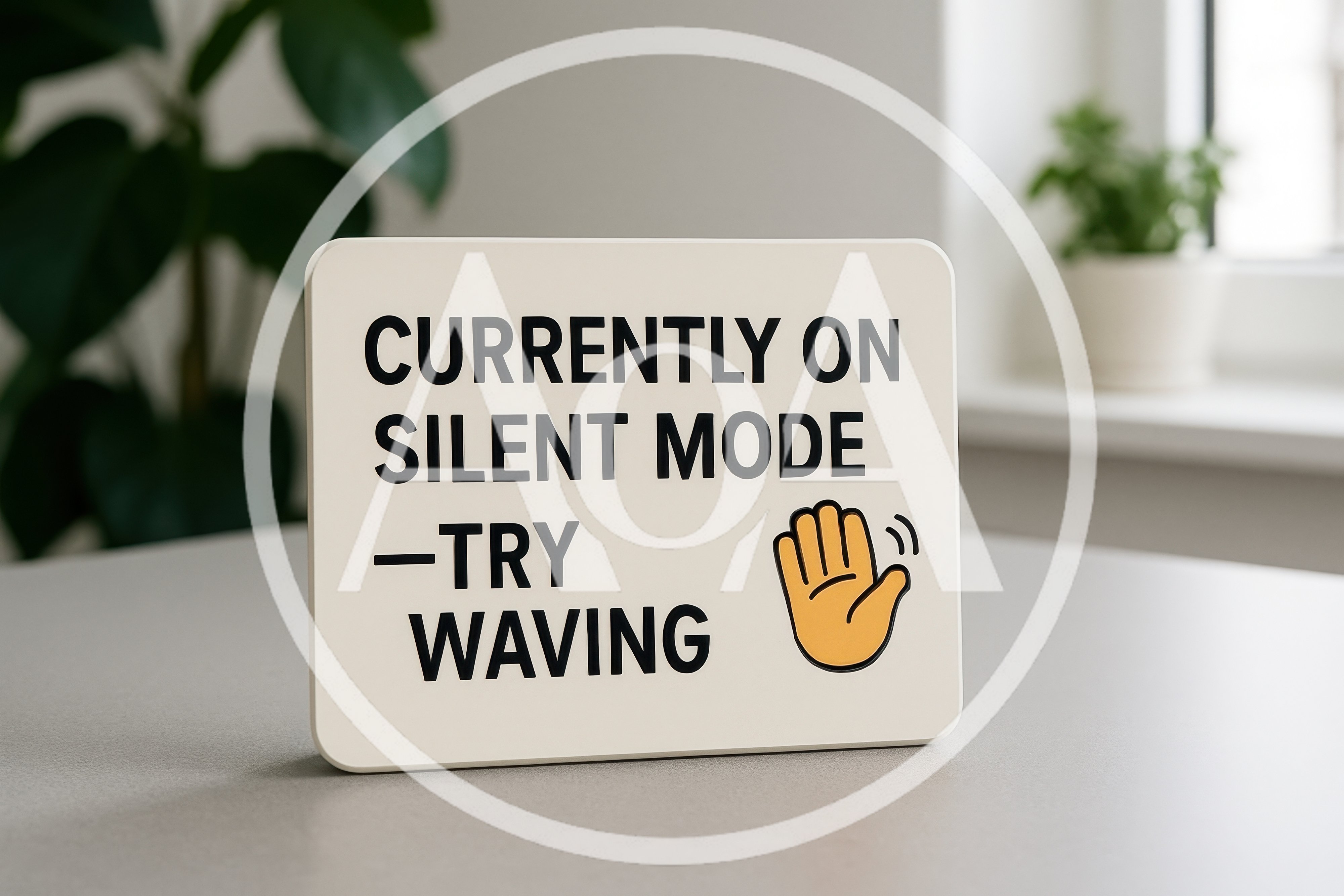 Sign Indicating Silent Mode With Waving Hand Icon