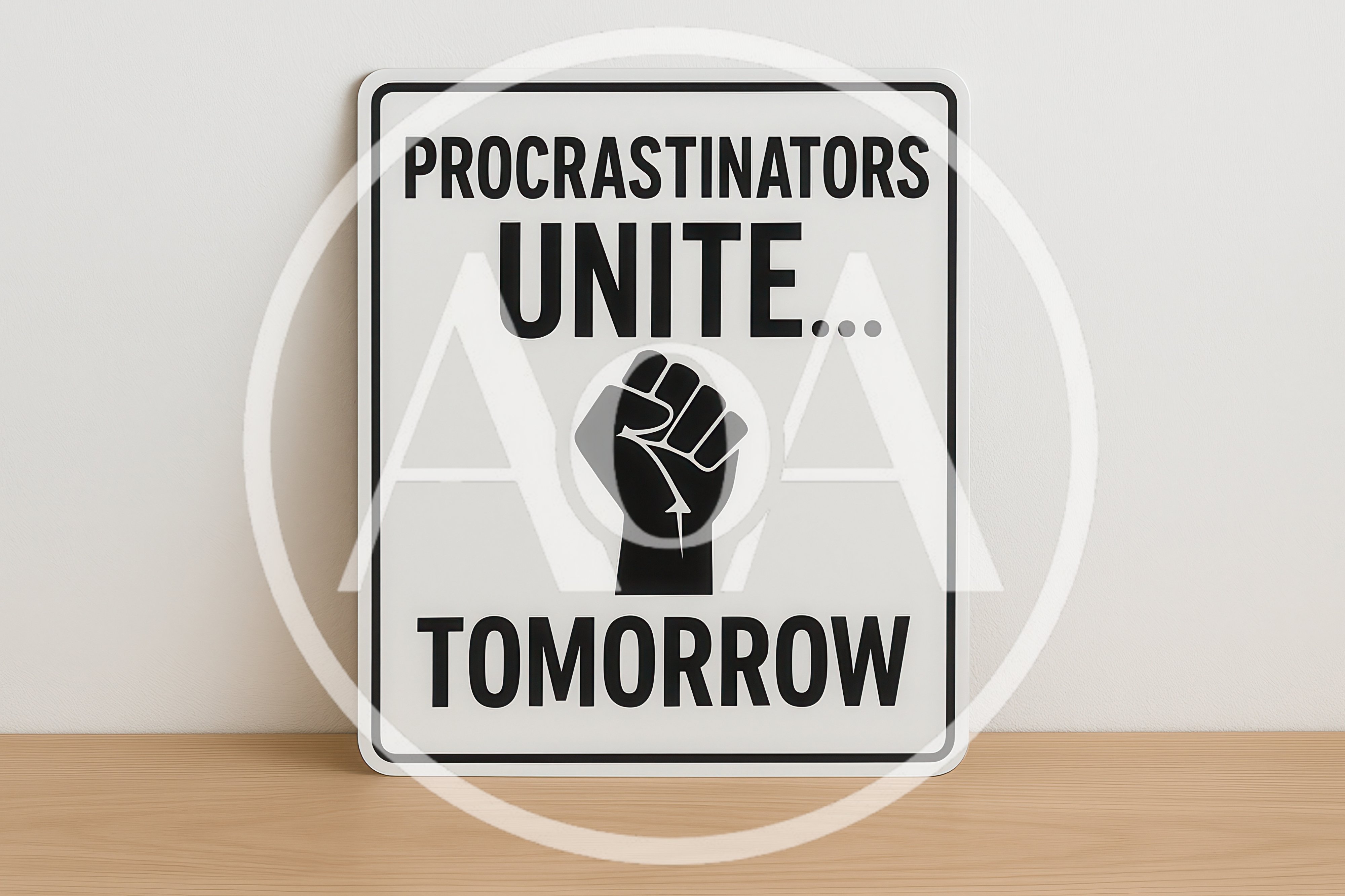 Procrastinators Unite Tomorrow Sign On Wooden Surface
