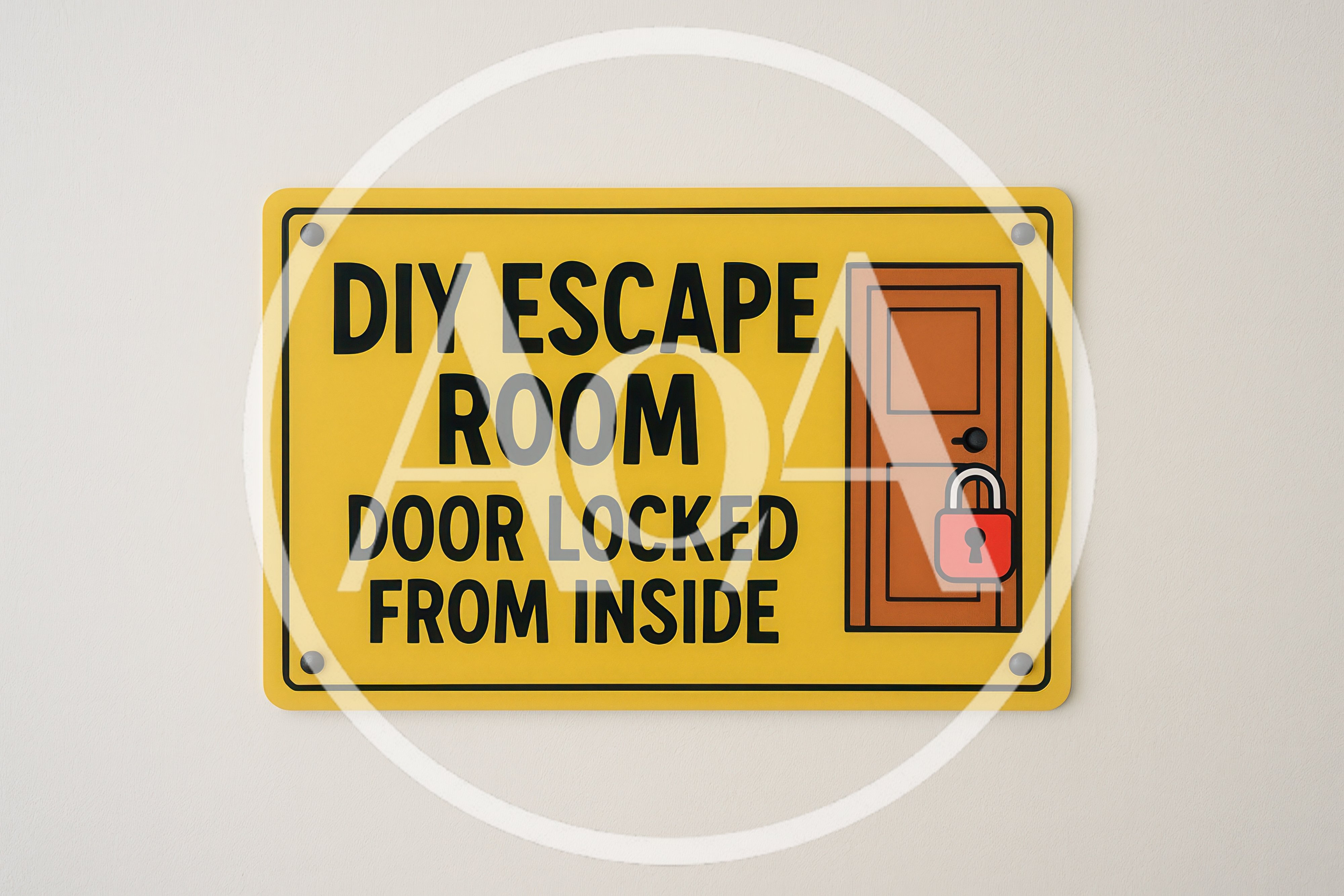 DIY Escape Room Sign With Locked Door Graphic