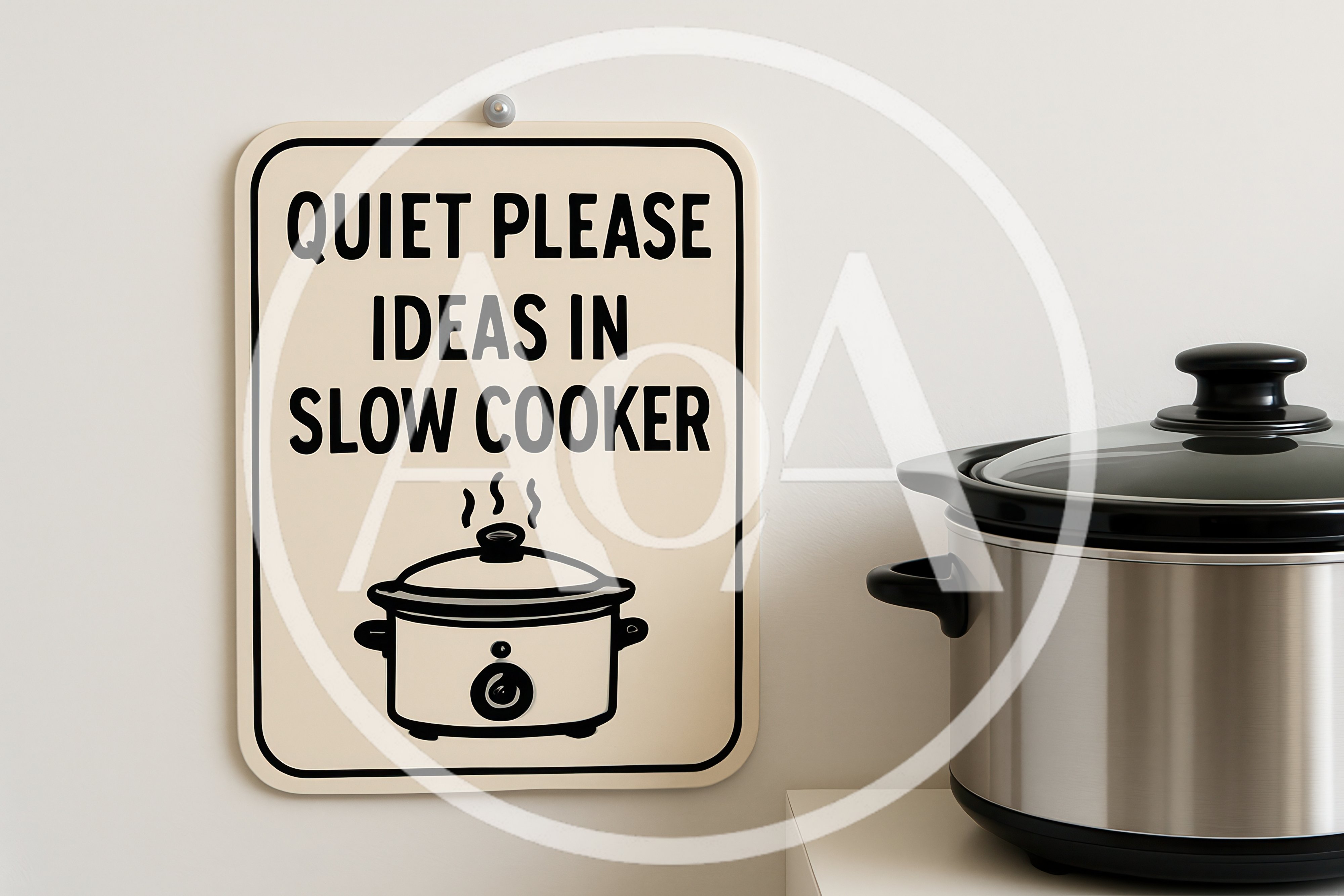 Slow Cooker Sign With Kitchen Appliance